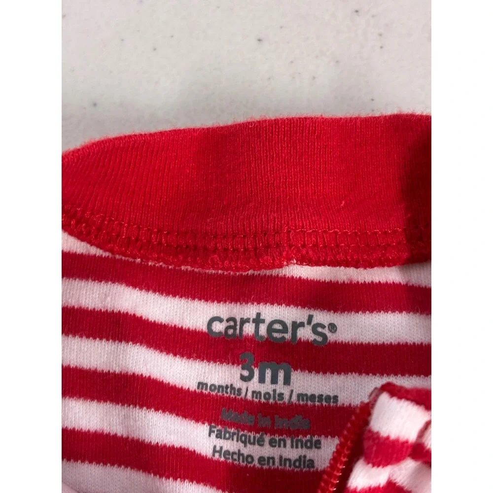 Carters Baby Christmas Pajamas Lot 3 Piece Set 3M 3-6M Reindeer Santa Footie Zip